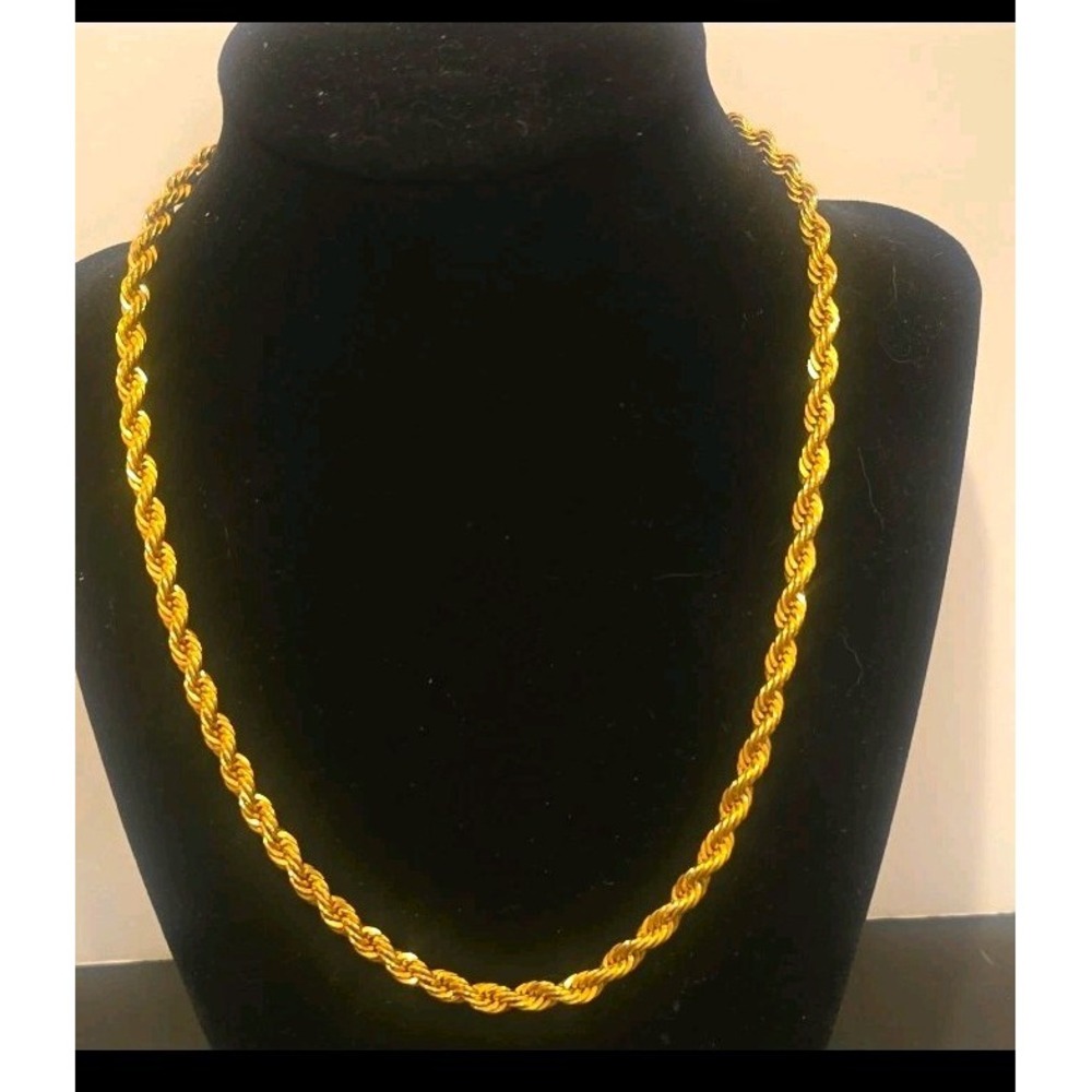 Vintage Monet Signed Gold Tone Rope Chain Necklace Lobster Clasp 18"